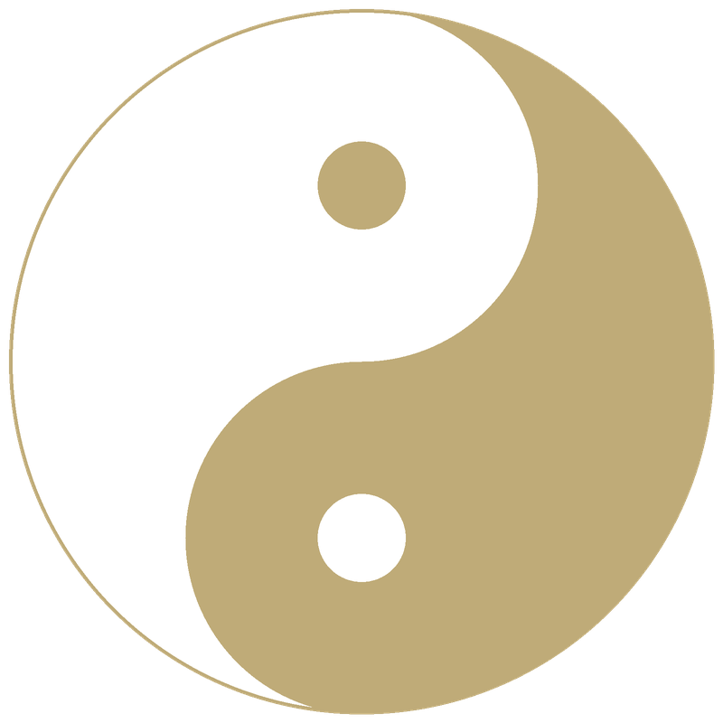 Yin-Yang-Symbol in Gold und Weiß