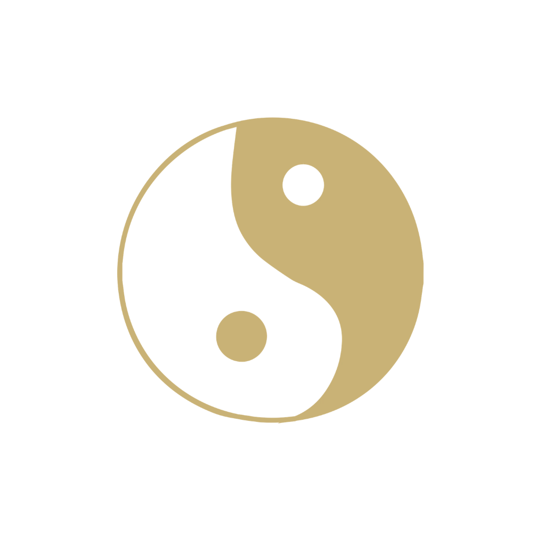 Ein Yin-Yang-Symbol in Gold und Schwarz.