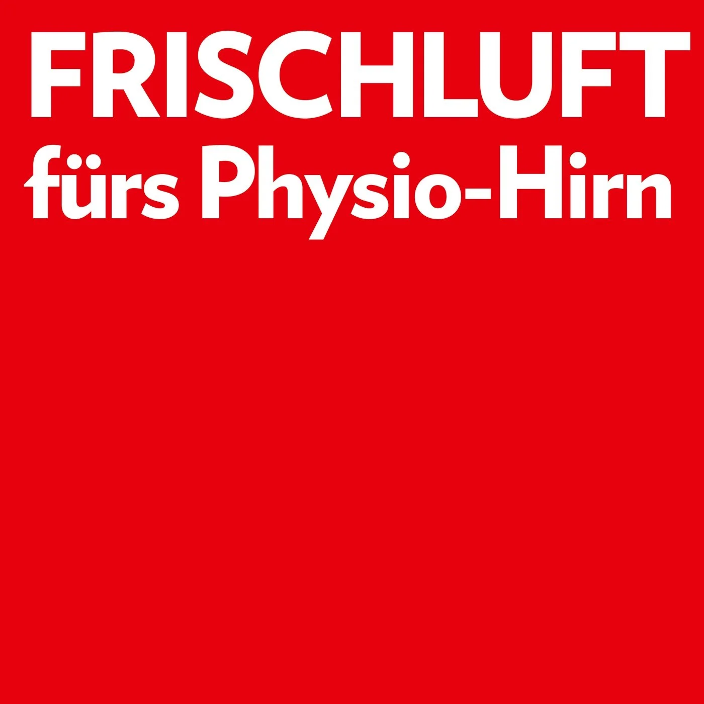 Rotes Buchcover mit weißen und schwarzen Texten, der Titel lautet 'Frischluft fürs Physio-Hirn'.