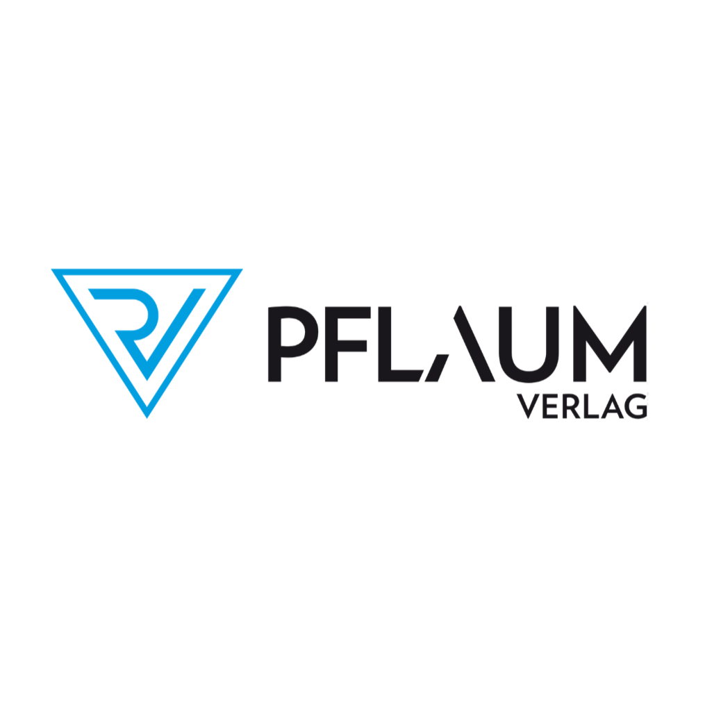 Logo des Verlags PFAUM mit blauer, geometrischer Symbol und schwarzem Schriftzug auf weißem Hintergrund.