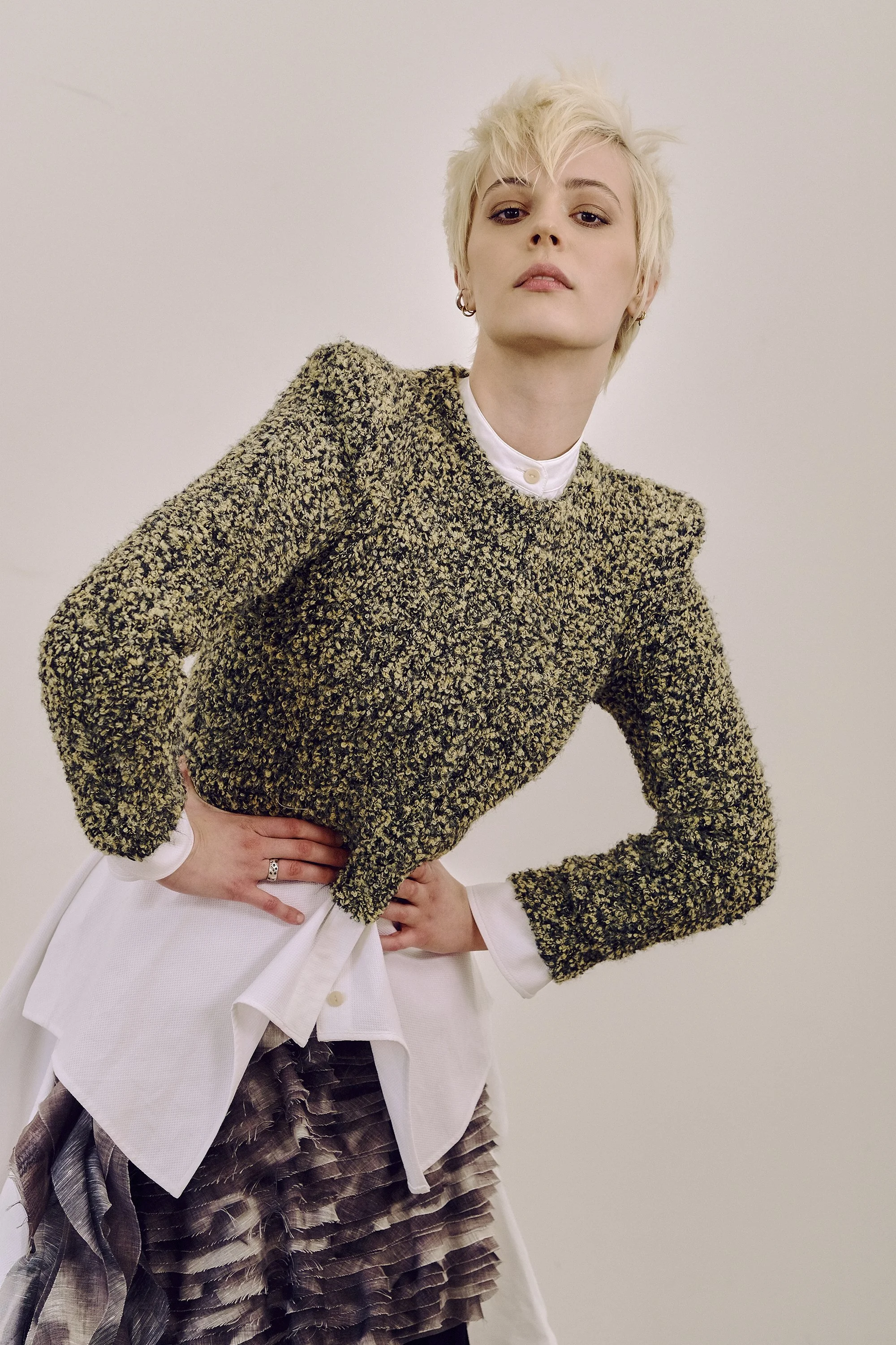   Image Above and Below, Ella Maisy Purvis Wears: Jumper:    Bibiy    | Shirt: Palmer Harding | Dress:    ByVarga    | Skirt:    Connolly    | Shoes:    Malone Souliers   