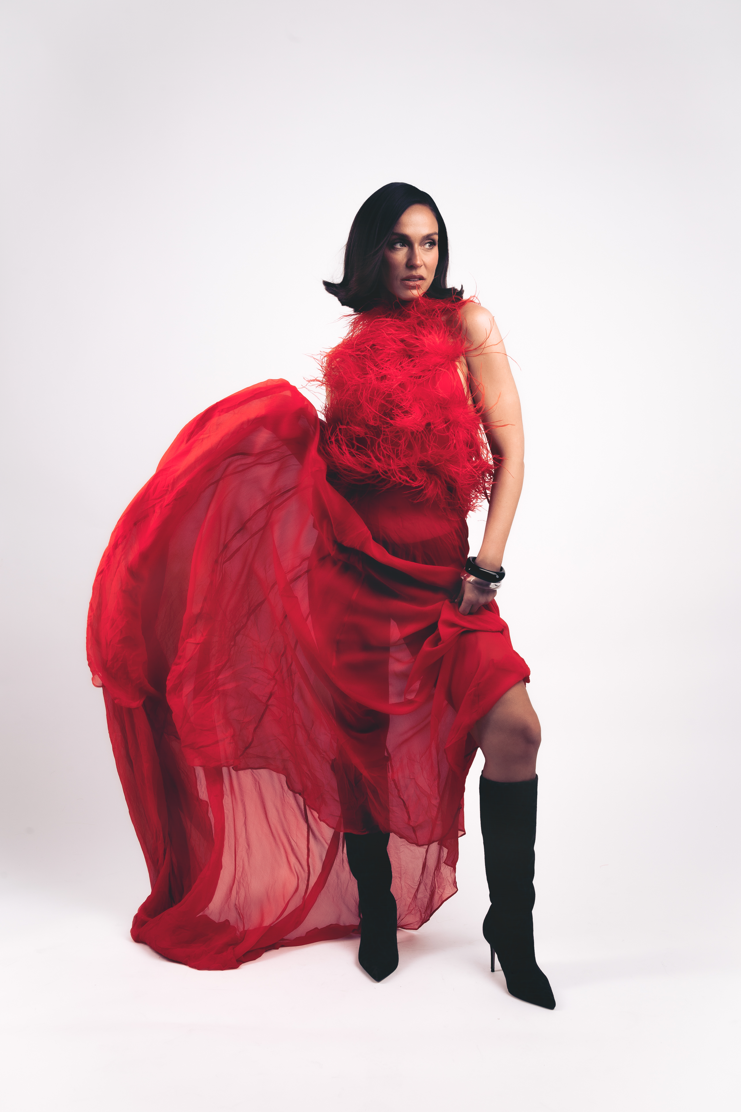   Vicky Pattison wears, Dress: Asar London, Shoes: Kurt Geiger  