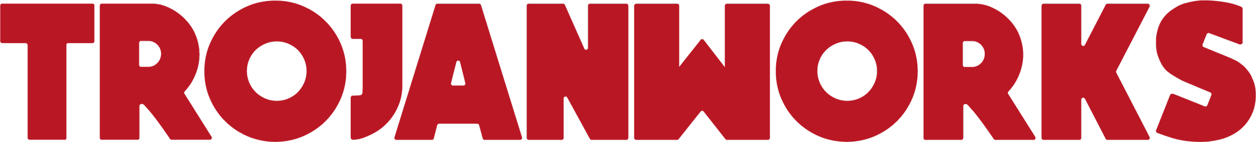 The word 'TROJANWORKS' in bold, red, uppercase letters on a black background.
