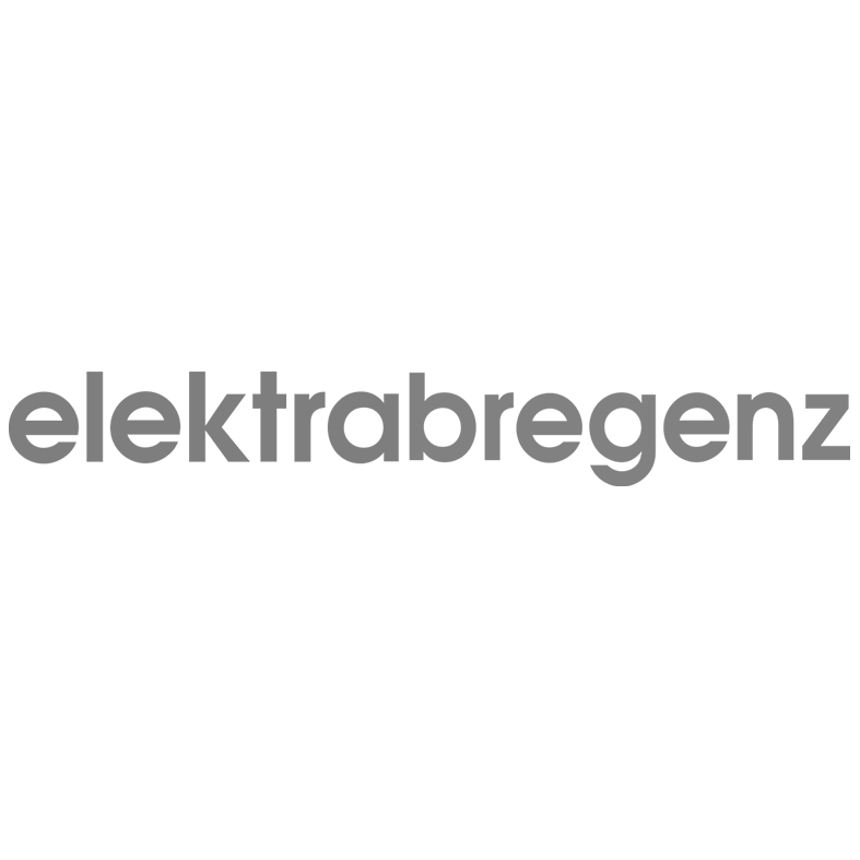 Black background with a airplane icon and the word "elektrabregenz" in large gray letters.
