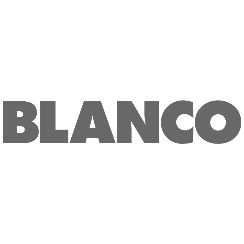 Black and white logo with the word "BLANCO" in bold, grey letters