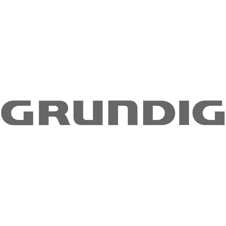 Black and white logo with a house icon and the word "GRUNDIG" beneath it.