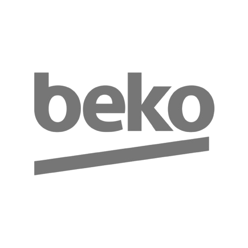 Beko logo with black background and gray text.