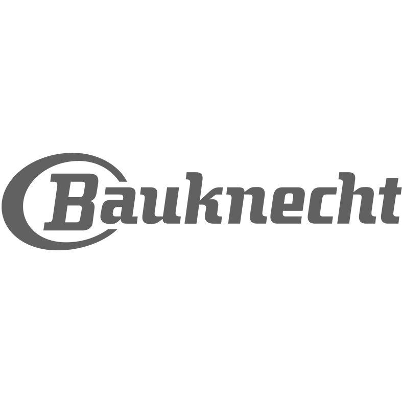 Bauknecht logo in grayscale on a black background.