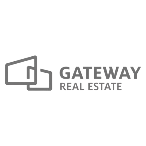 Gateway Real Estate logo with a stylized house outline on the left and bold text on the right.
