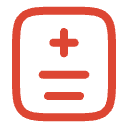 Medical document icon with a plus sign above a division symbol.