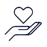 open hand with heart above it icon for support value
