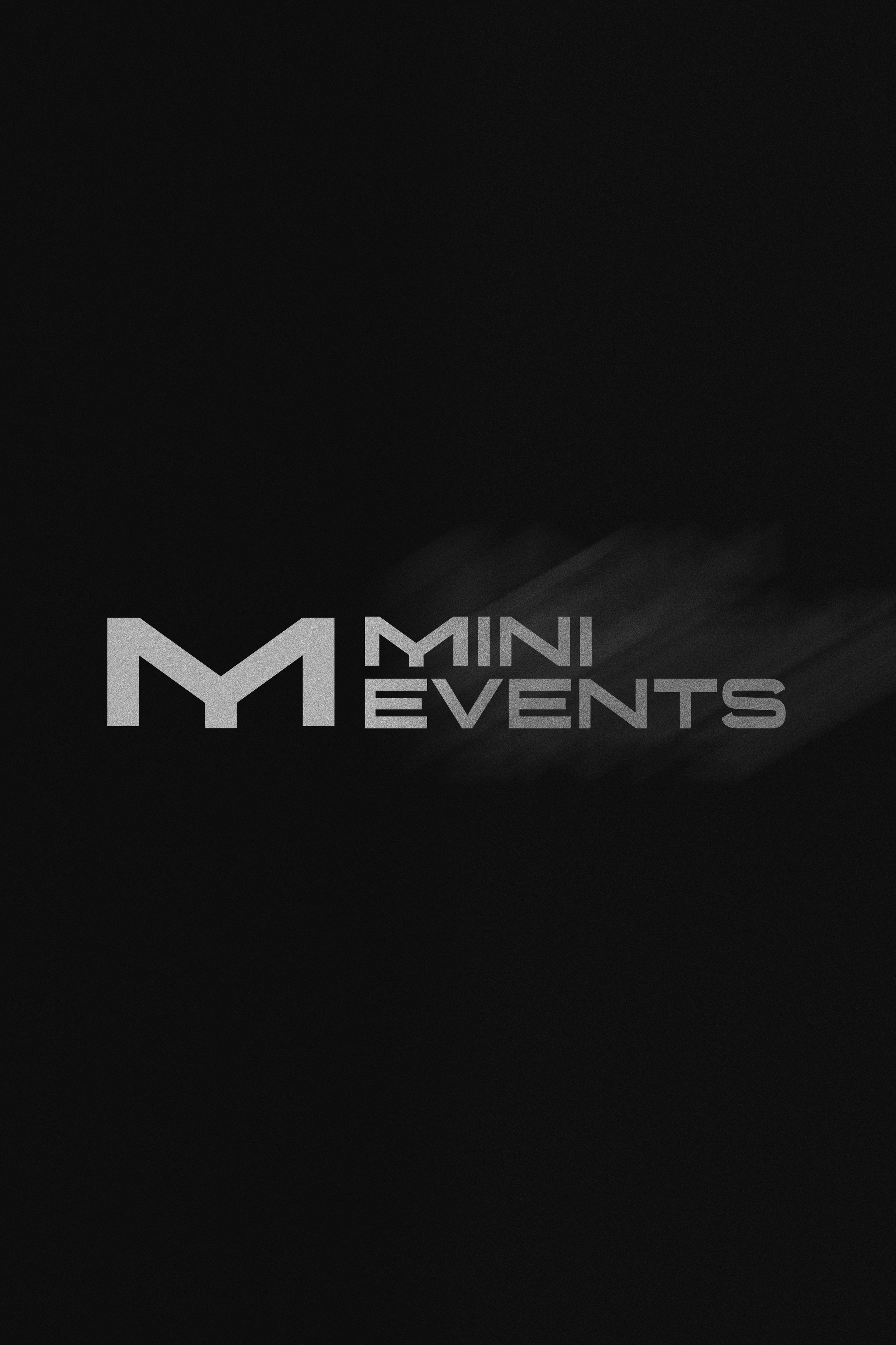 Black background with metallic silver text that reads 'Mini Events' in a modern font.