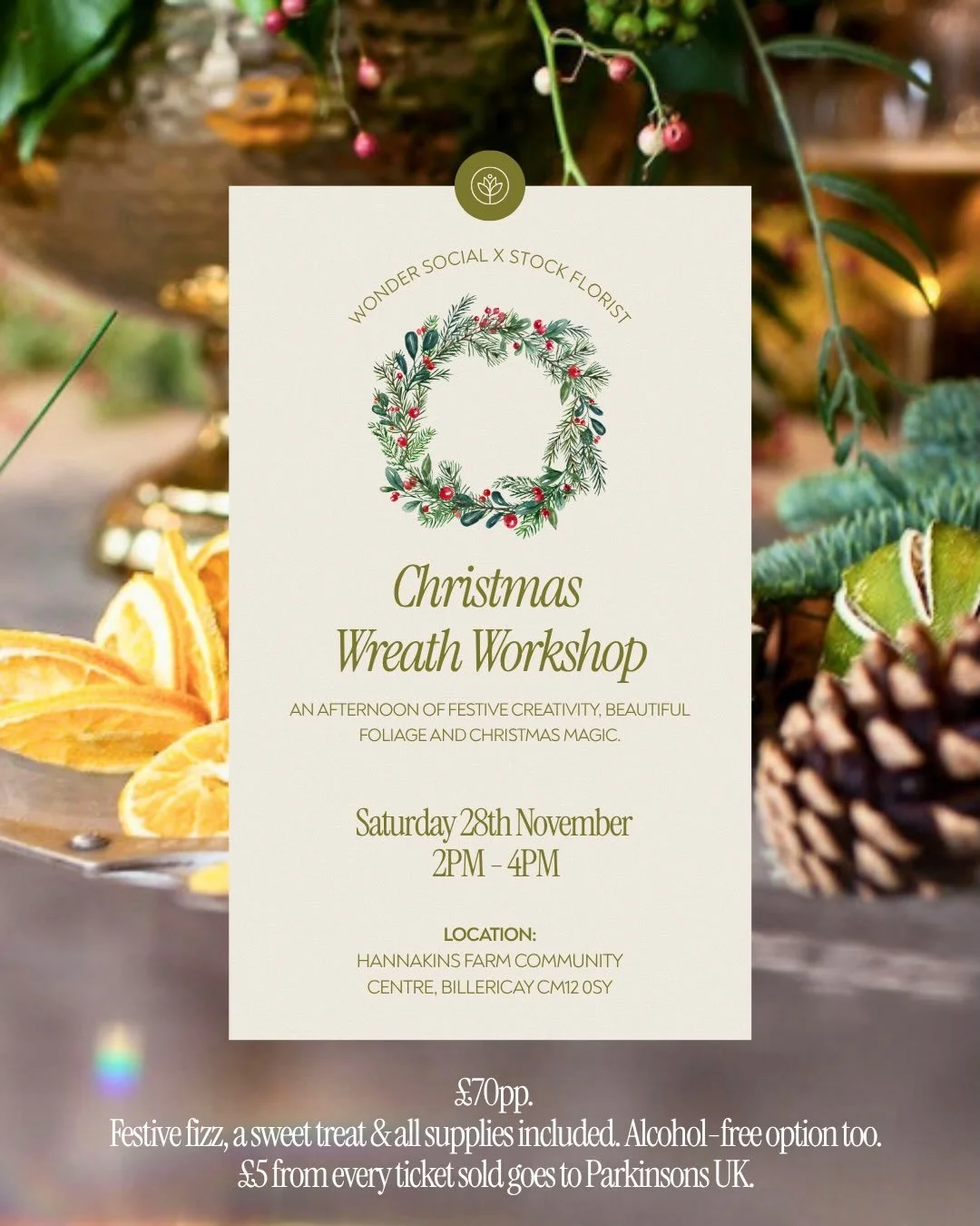 Create your own Christmas wreath with Wonder Social x Stock Florist.

I&rsquo;m so excited to be collaborating with the wonderful @stockflorist for a special Christmas wreath-making afternoon with Wonder Social.

Join us on for a relaxed and festive 