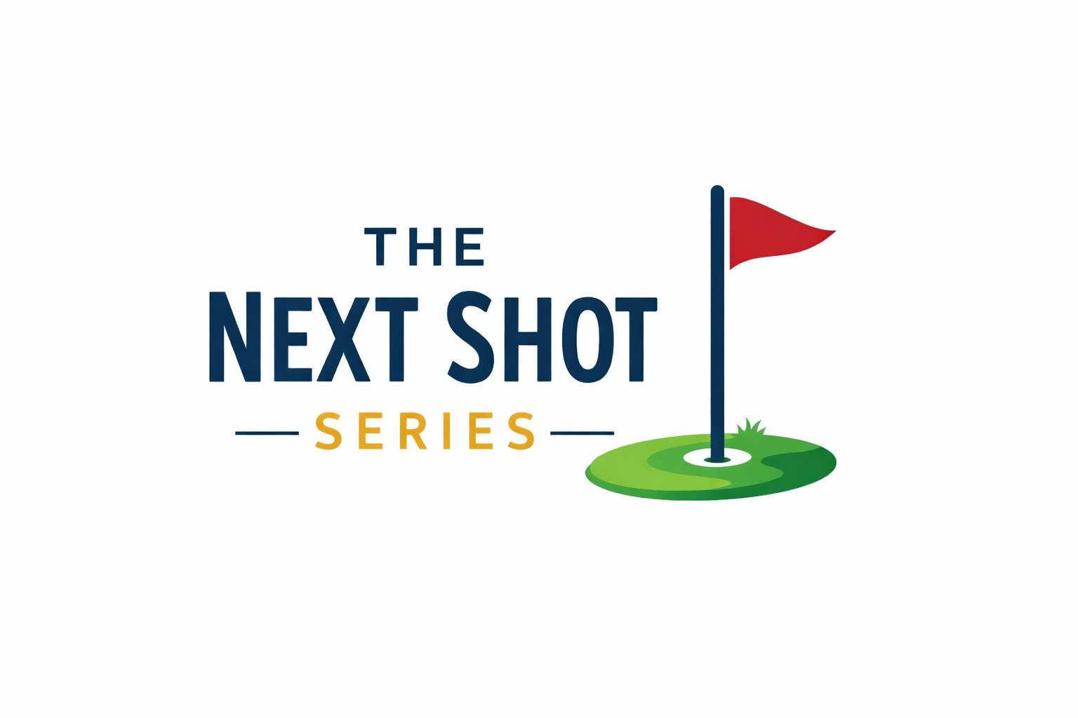 Logo for the Next Shot Series featuring a green putting green and a flagstick with a red flag.