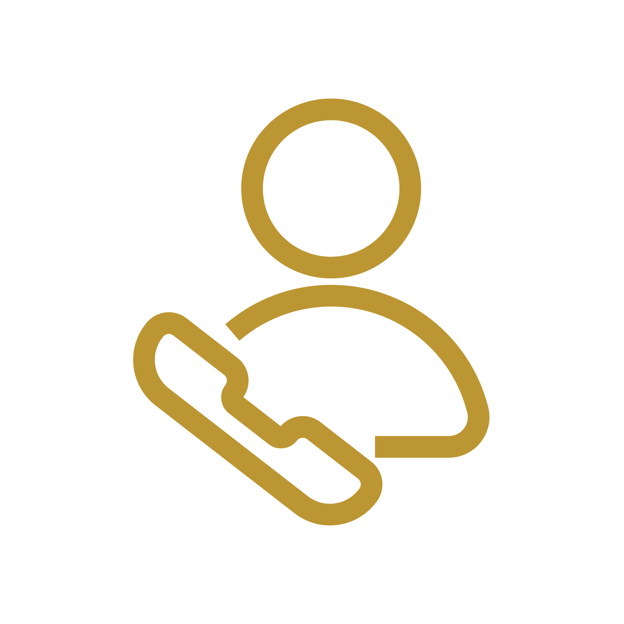 Icon for single point of contact, featuring an outline of a person with a phone