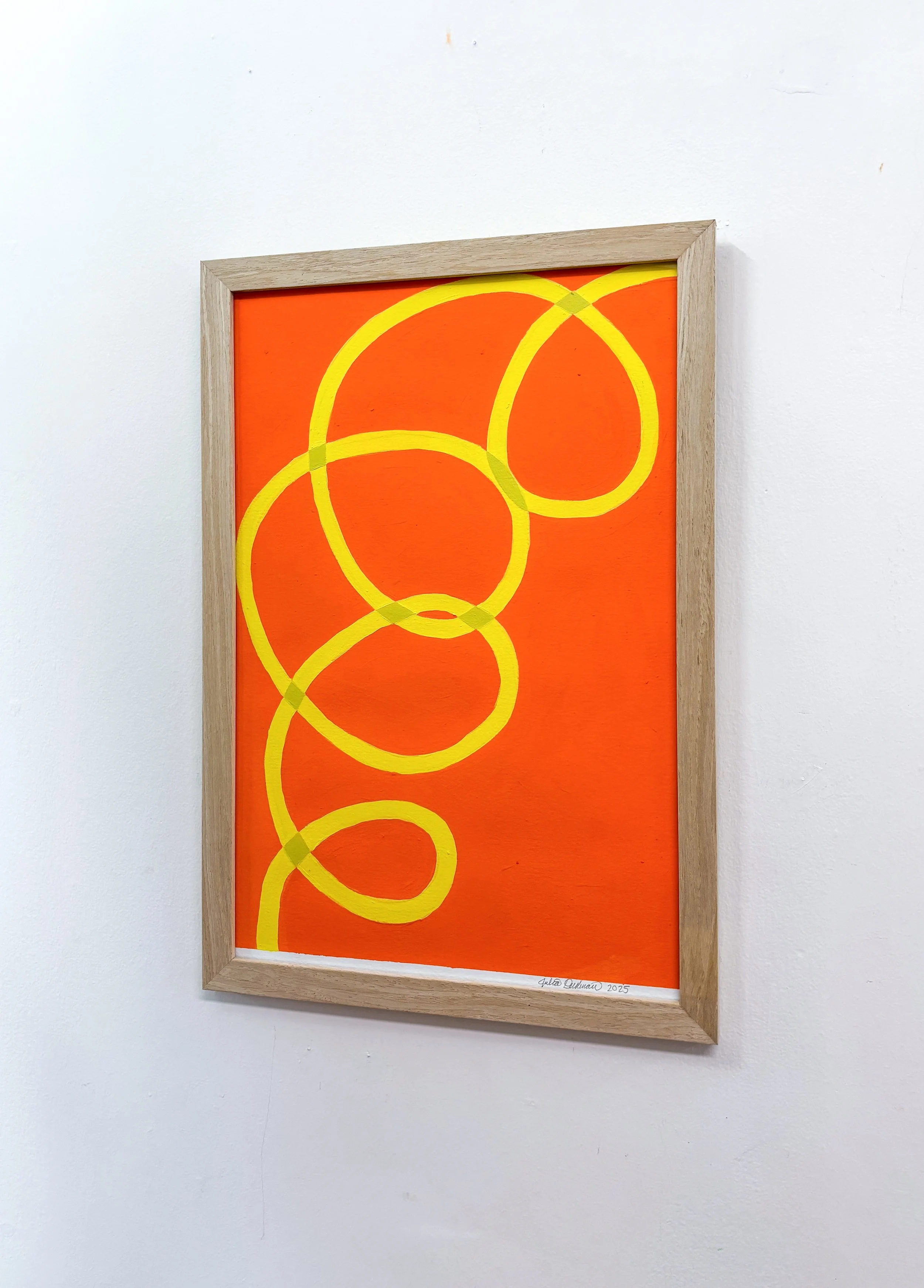yellow thread on red- 18x12 flashe & gouache on paper, framed - $380.jpg