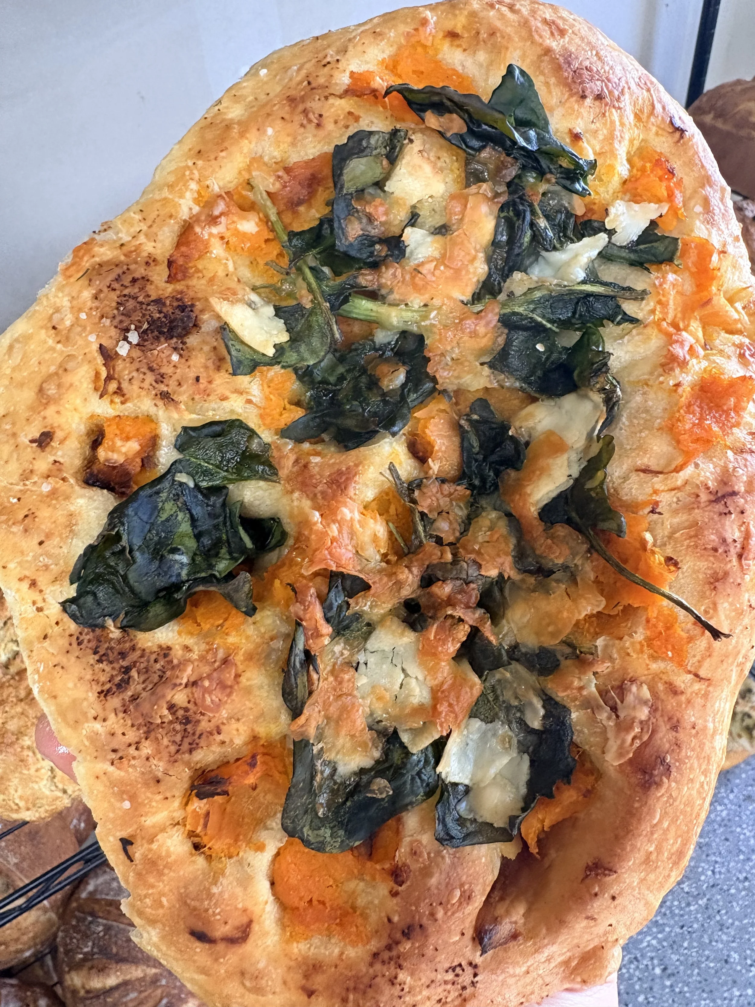 Squash, Spinach & Three Cheese Focaccia