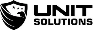 Logo for Unit Solutions featuring a shield and stars