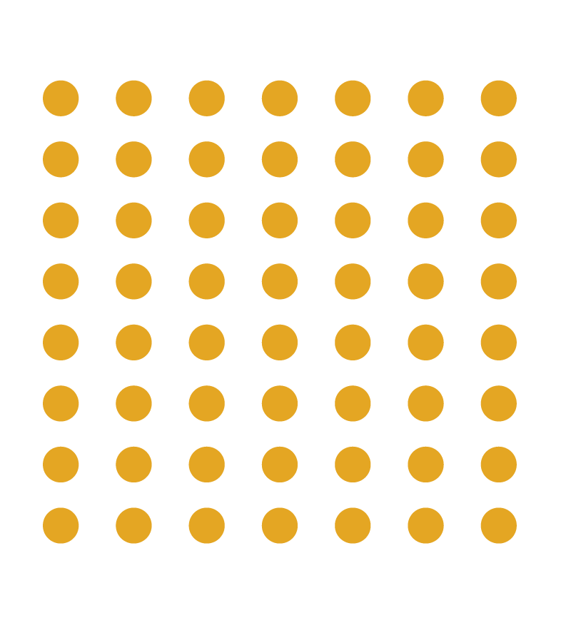 A grid of 49 yellow dots on a black background arranged in 7 rows and 7 columns.