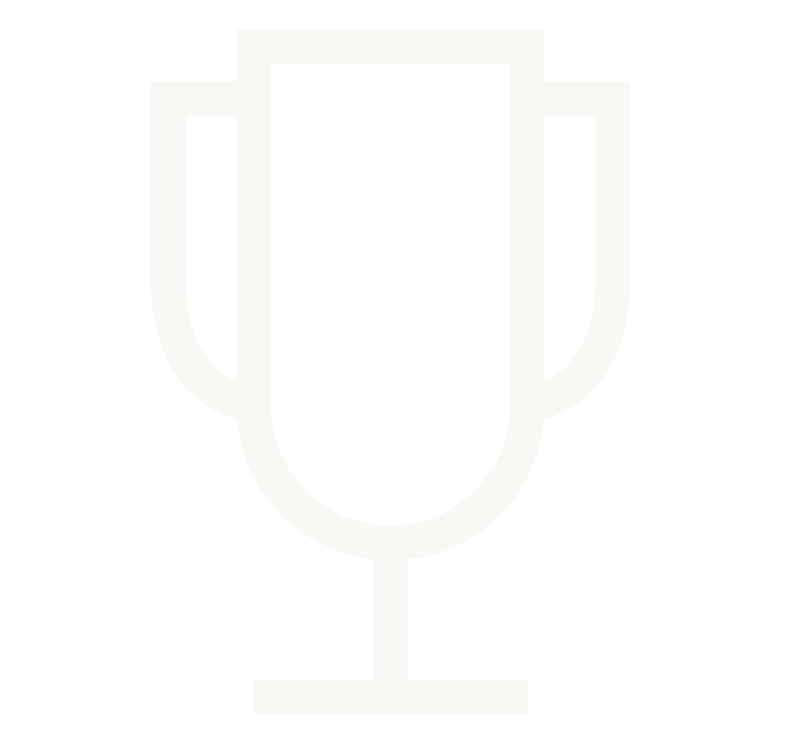 Outline of a trophy cup with handles.