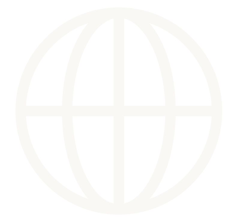 A black and white icon of a globe with latitude and longitude lines.
