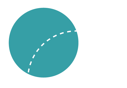 Illustration of two overlapping circles, one filled and the other dashed, representing a Venn diagram.