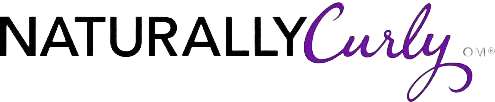 Logo for Naturally Curly with black and purple text