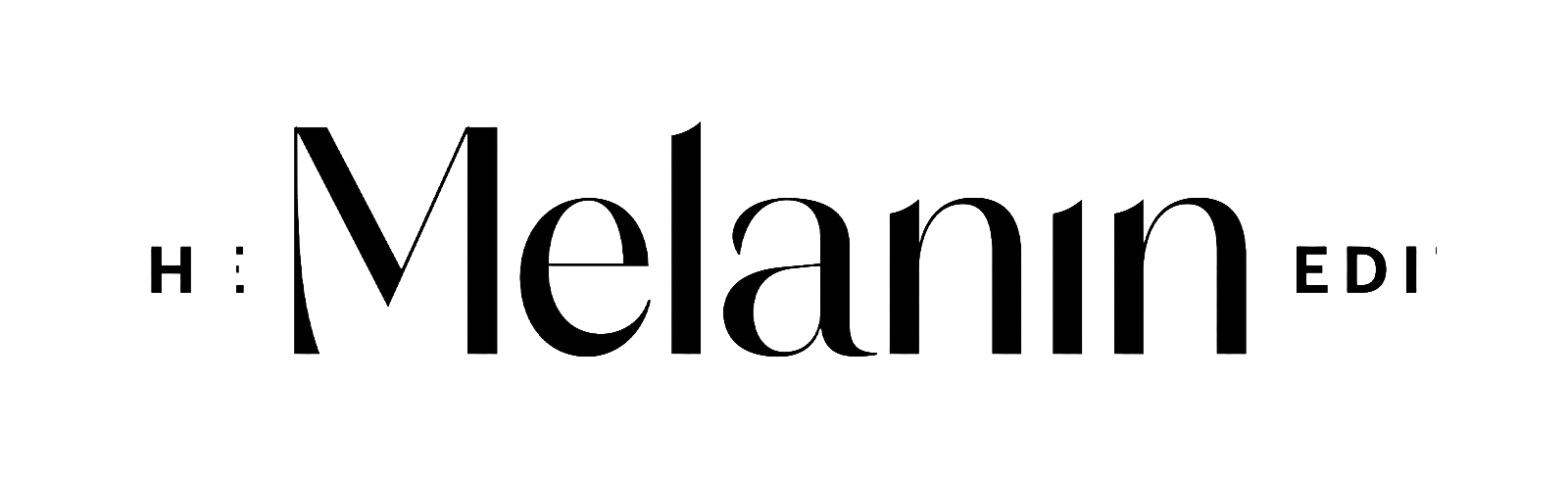 The logo for the word 'Melanin' with stylized black text on a transparent background.
