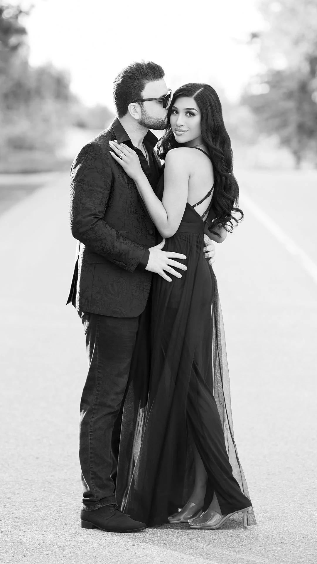 Black and White Engagement Session Photo