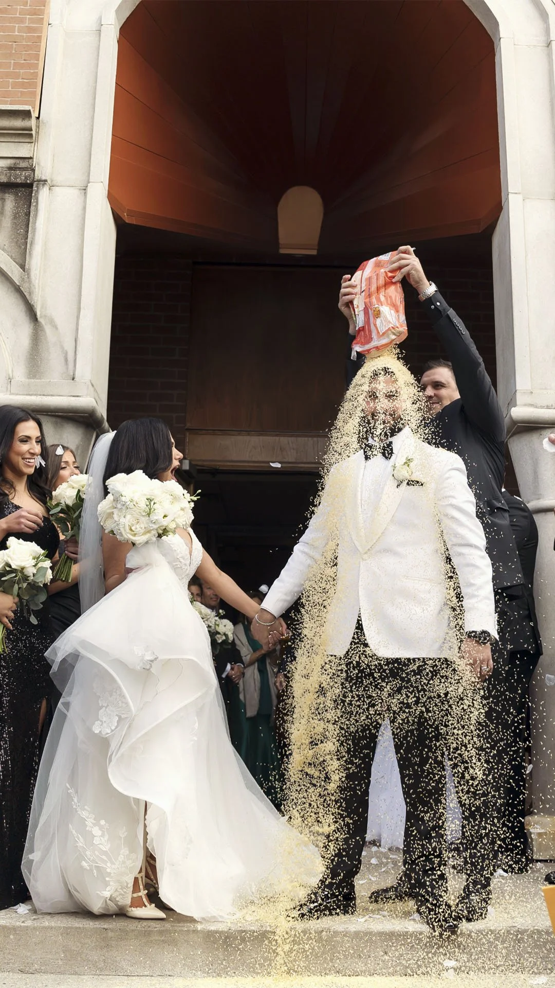 Greek wedding rice throwing moments