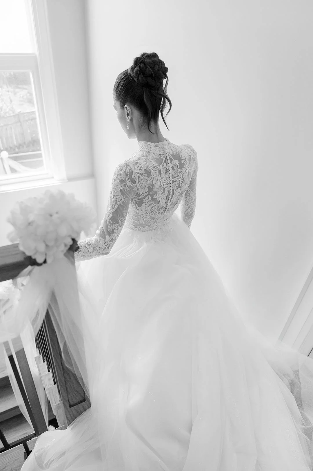 bride coming down stairs