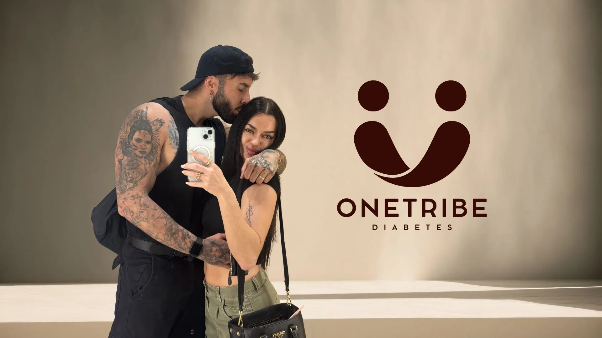 Talia and Joao from ONETRIBE taking selfie together representing Type 1 diabetes community, support and lifestyle connection