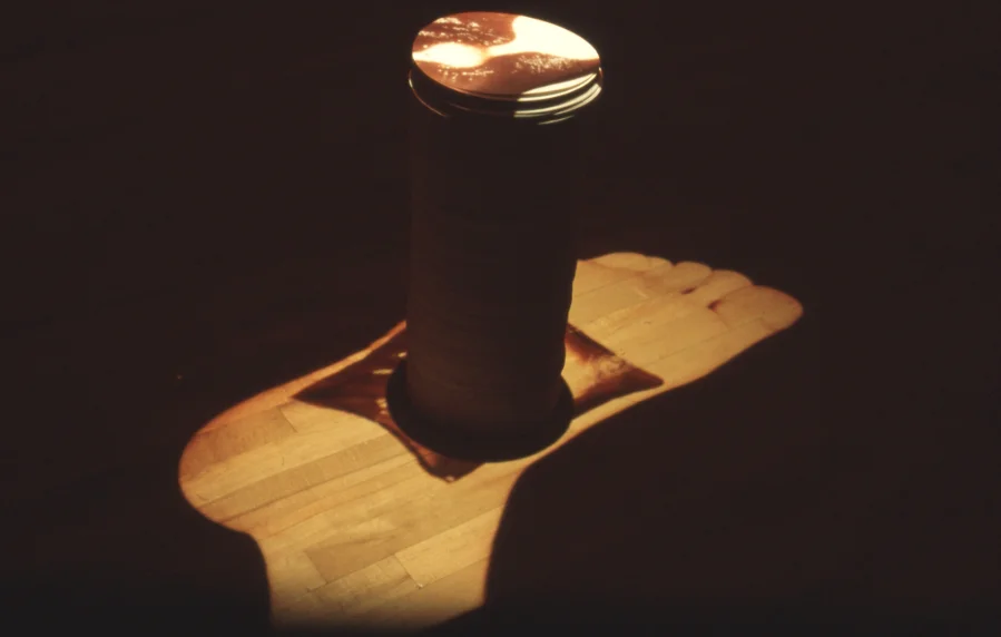 Skin+ 2001 / Video Projection, Paper Stack