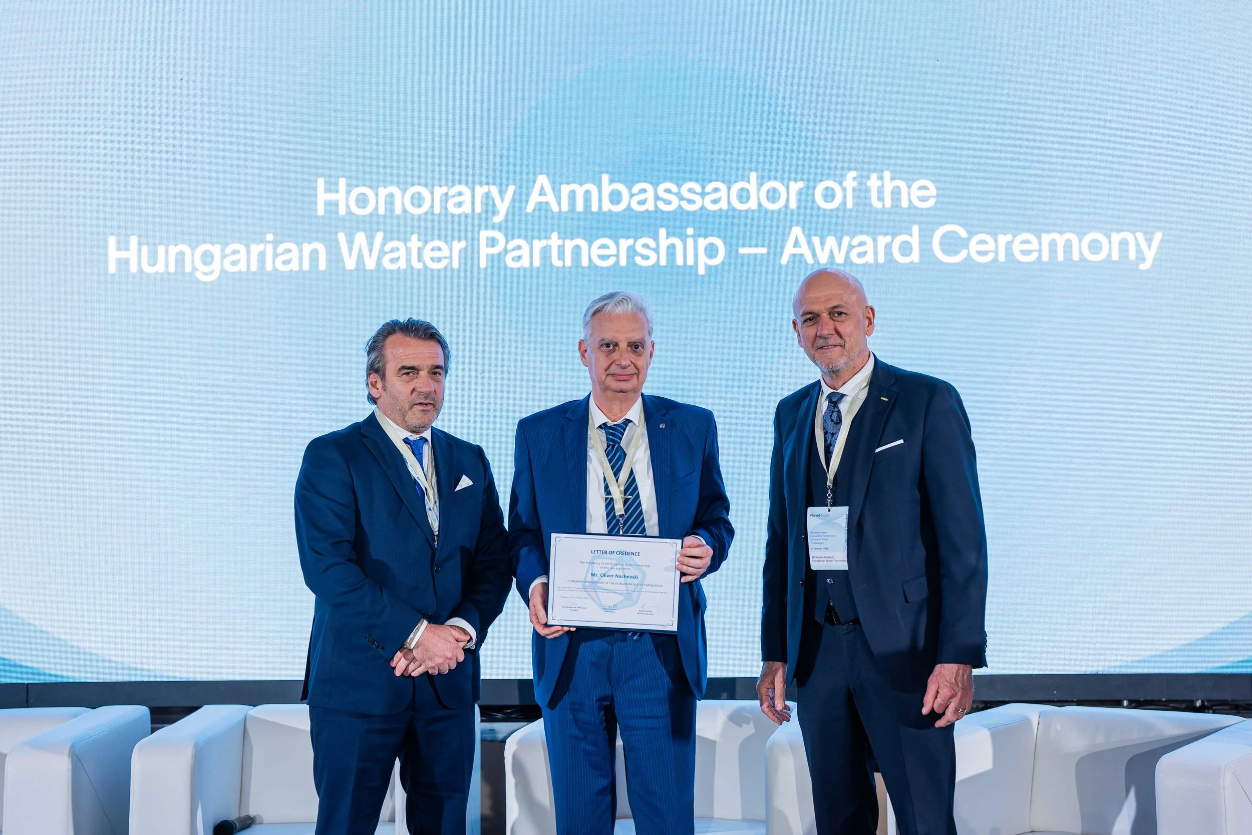 Oliver Nachevski Awarded Honorary Ambassador Title by the Hungarian Water Partnership
