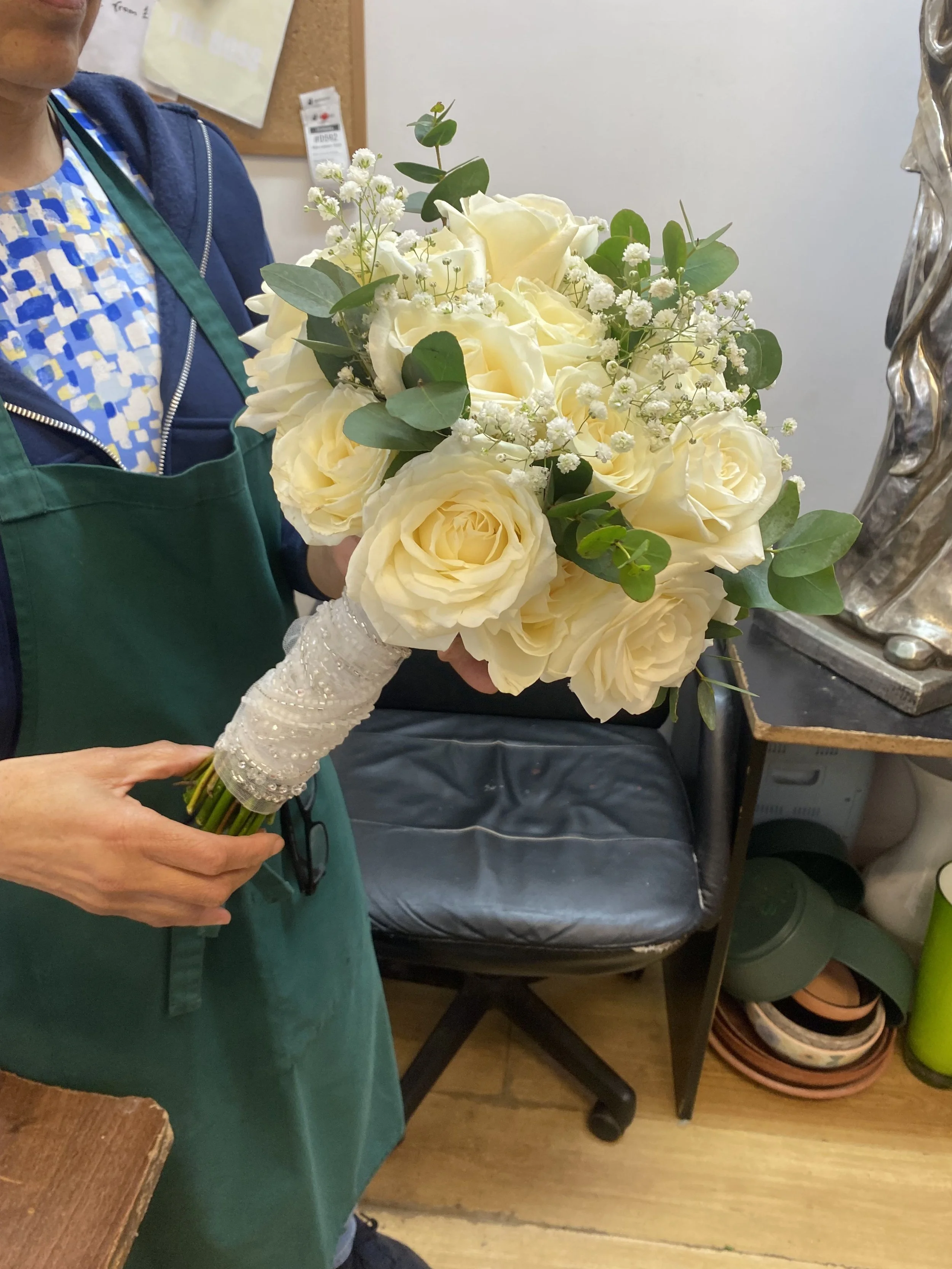 Gyp Roses & Eucalyptus Bridal Bouquet