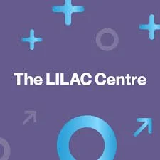 Lilac Centre logo, white on a purple-to-blue gradient background