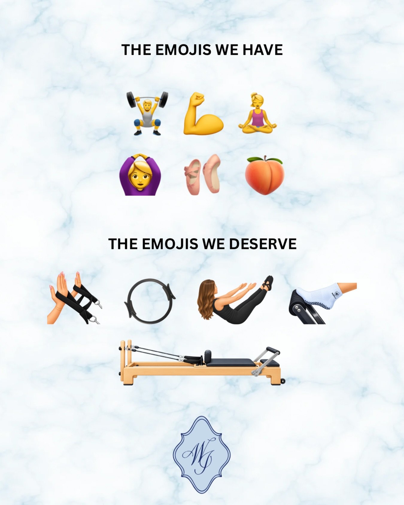 hey Apple- we&rsquo;ve got some emoji suggestions for the next update! 🤗
 #pilatesemojis #reformerpilates
