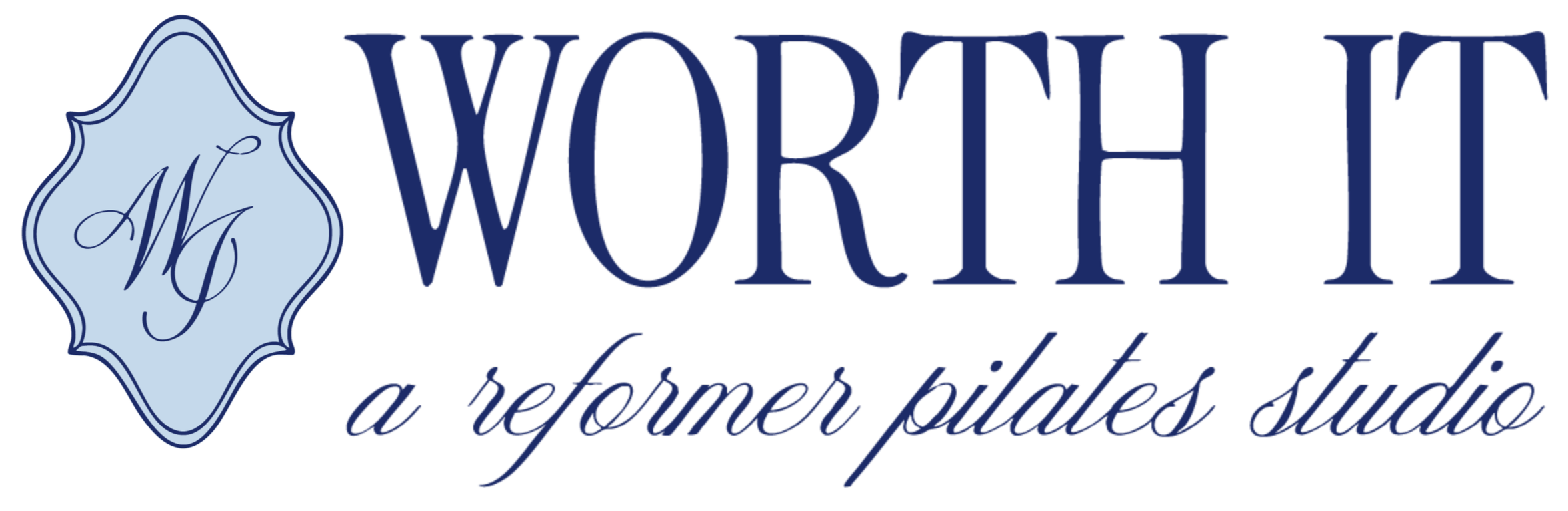 The Full Logo of Worth It: A Reformer Pilates Studio in Keller, Texas, a pilates studio that values progress over perfection. Pilates is a low impact, high intensity workout. Worth It Pilates is located outside of Fort Worth, Texas.