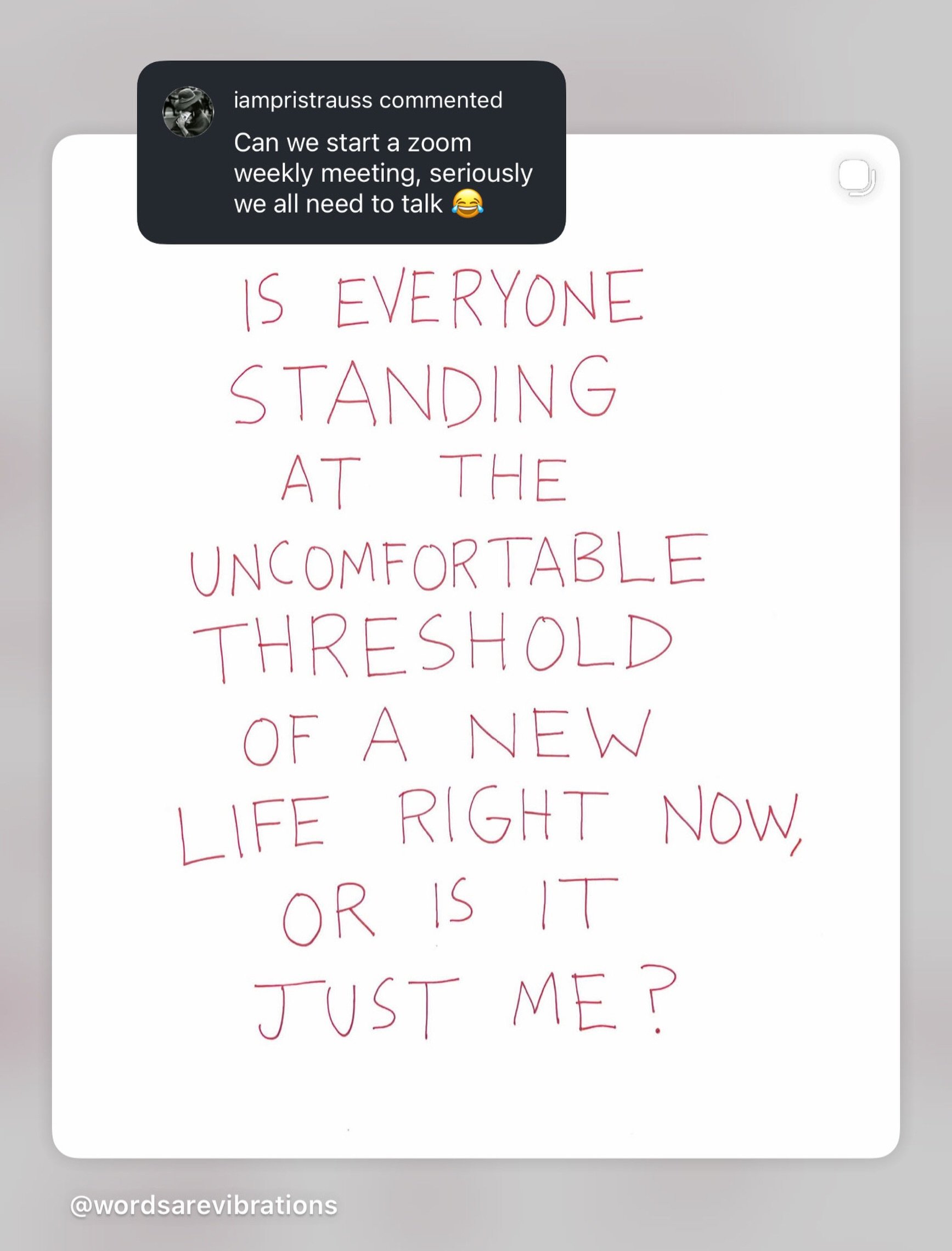 This is *exactly* why @becoming_collective_ was birthed. 

🎥Picture this:

A live weekly meetup of humans at the threshold &mdash; comparing notes, sharing wisdom, learning, moving, breathing and KEEPING THE FAITH &mdash; together. 

After years of 