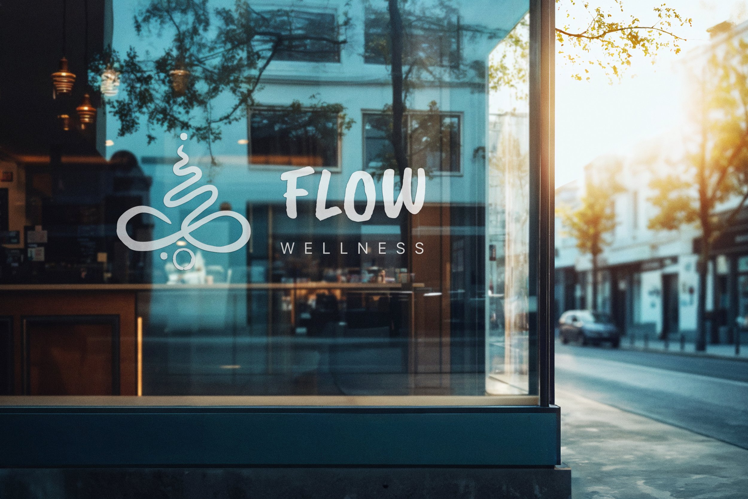 Light language logo Flow — semi-custom personalized wellness logo for conscious business branding