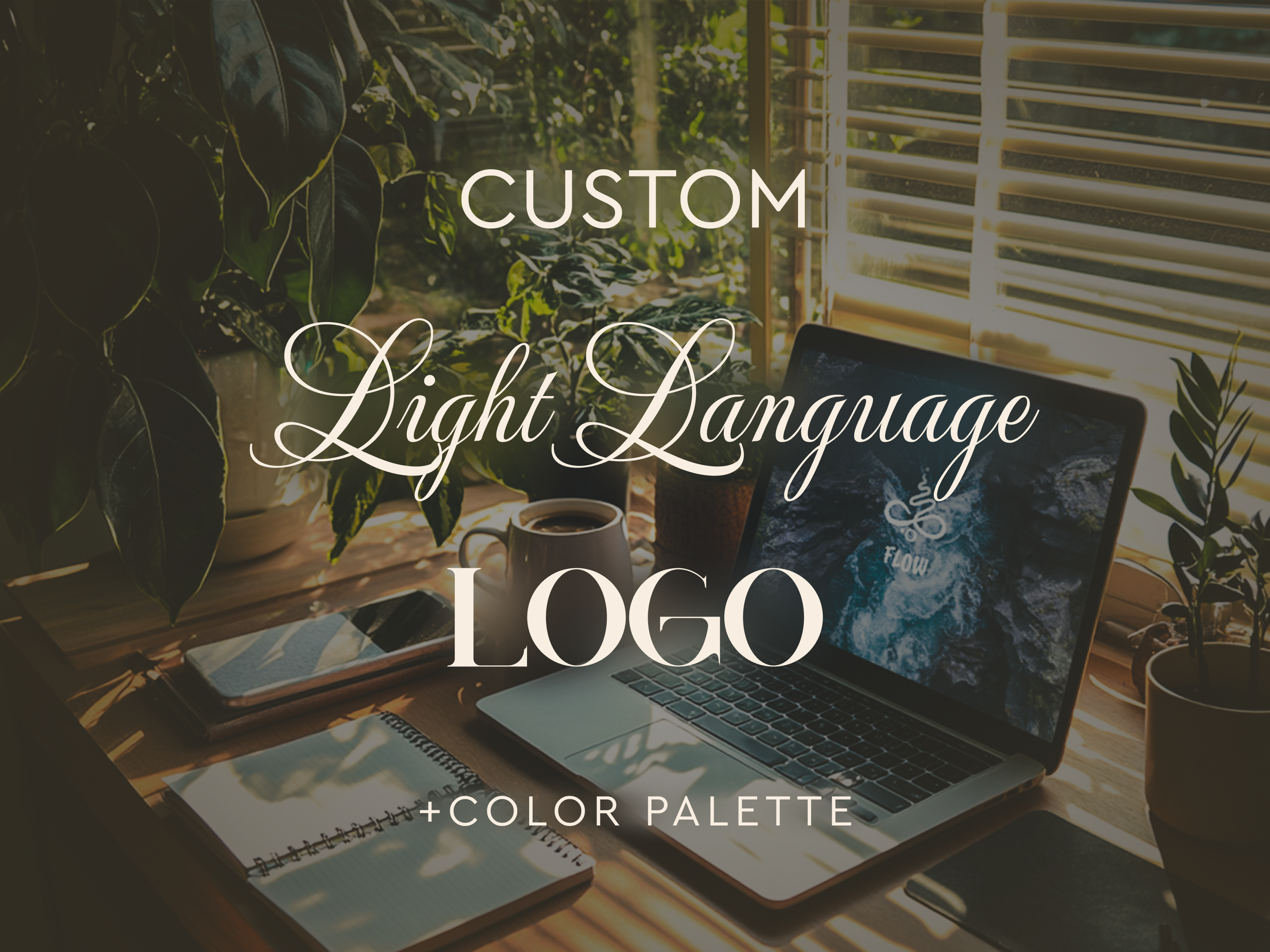 Custom light language logo design — channeled spiritual business branding for conscious entrepreneurs