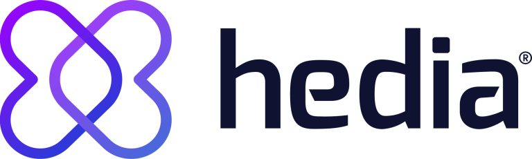 Close-up of a digital HEDlab logo against a purple background, showing a stylized interconnected design and the word 'hedlab' in black text.