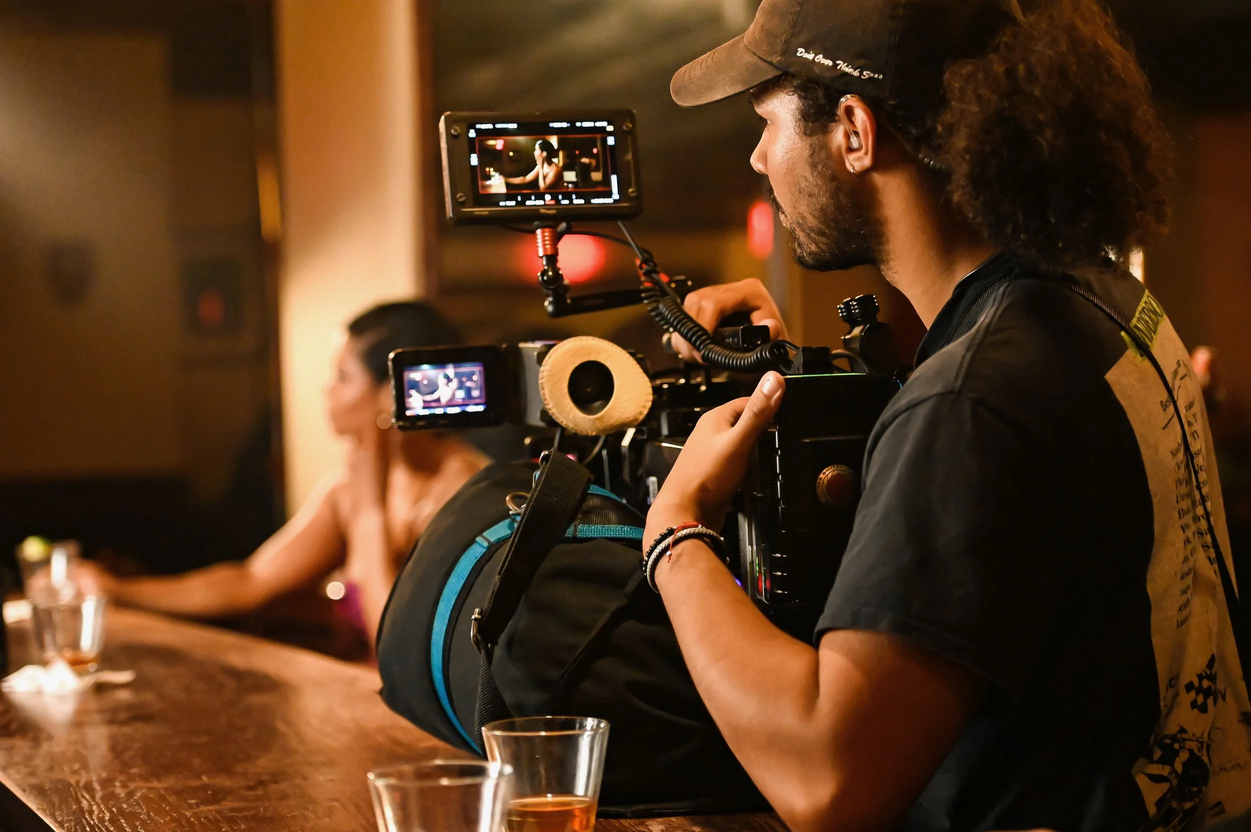 Tonic movie Director of Photography Azariah Bjørvig operates a camera.