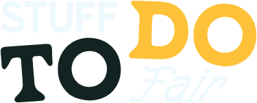 Graphic logo with the text 'Stuff to Do Fair' in stylized fonts and colors