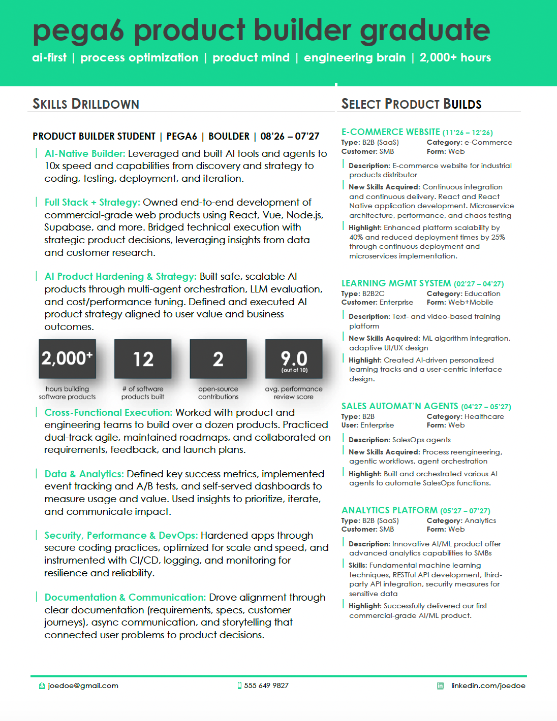 pega6 product builder résumé (pg. 2)