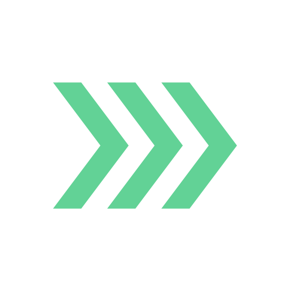 A graphic of three right-facing arrows in green within a white circle on a black background.