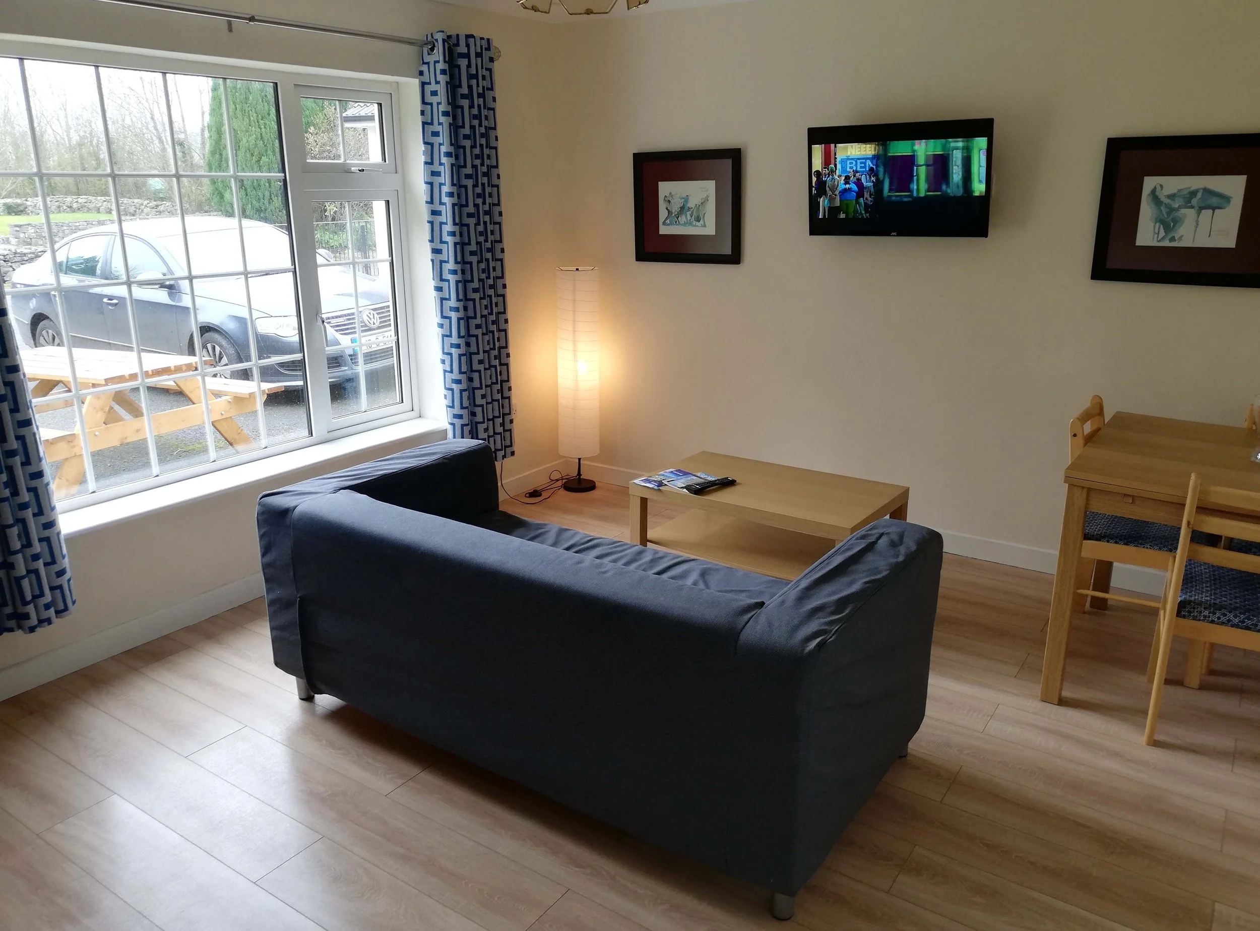 Sitting room with garden view, Odies Lodge, Kilbeg Pier, Lough Corrib, Galway