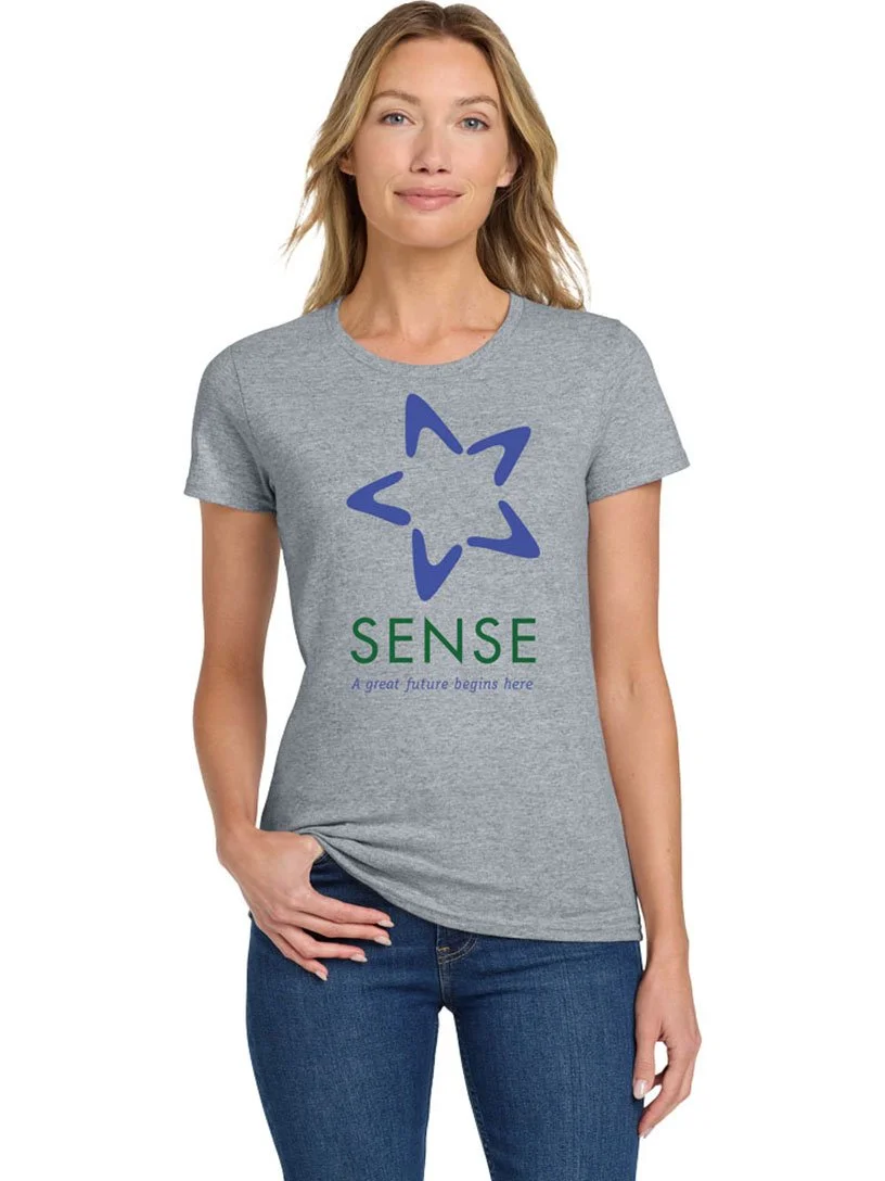 SENSE Charter Faculty and Staff Women's Two-Color on Gray Tee Shirt