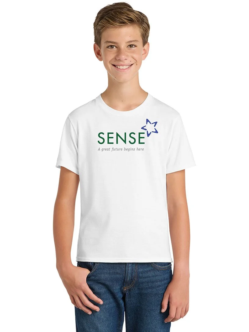 SENSE Charter Youth Full Color Spirit Imprint on White Tee Shirt