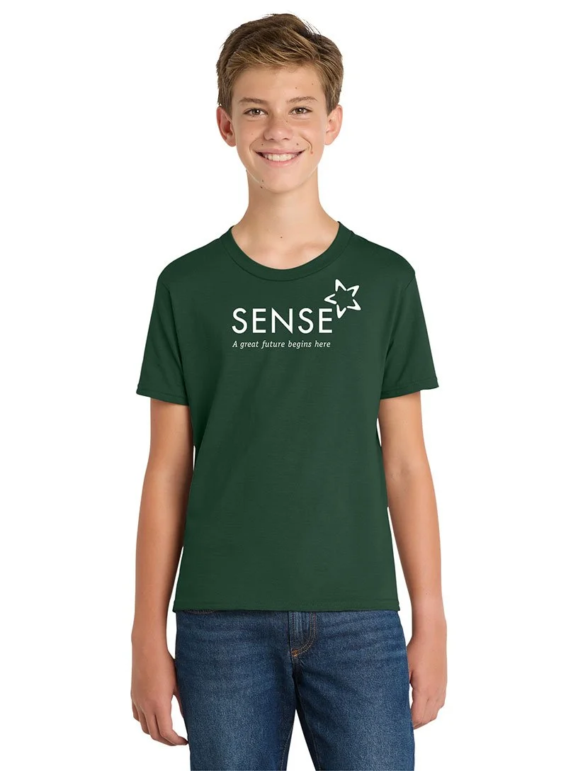SENSE Charter Youth Spirit Tee Shirt on Green